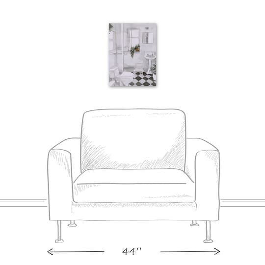 Black And White Bathroom 12" x 16" Canvas Wall Art